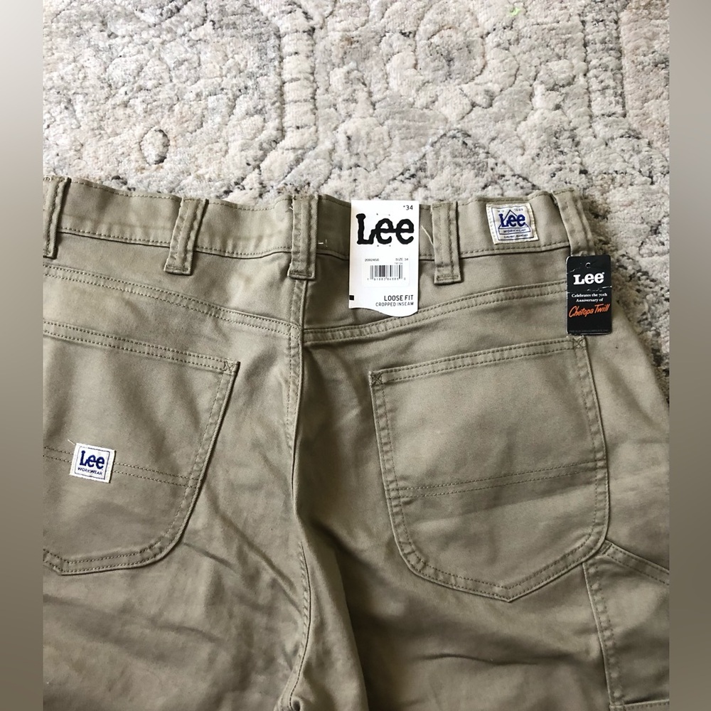 New Lee Workwear Straight Crop Loose Fit Pants - Olive Green